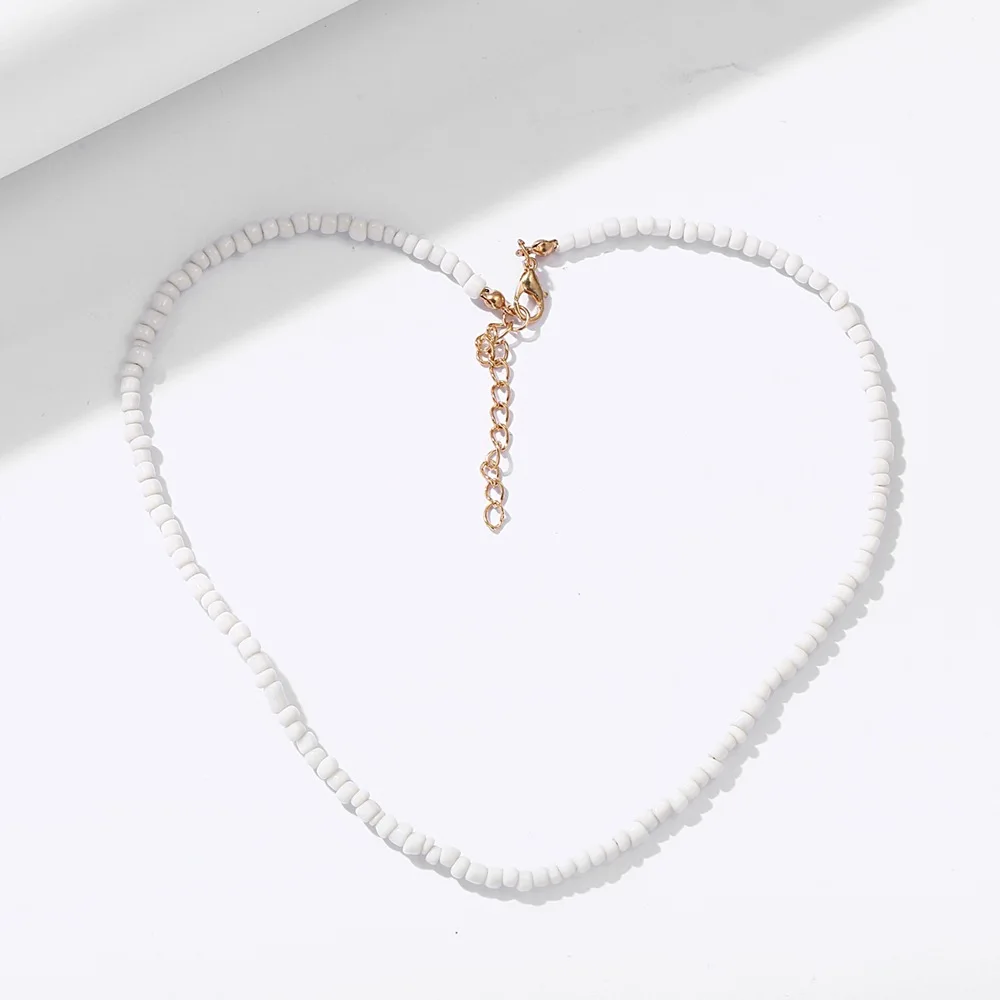 Bohemia White Bead Choker Necklace For Women Vintage Chain Neckace Fashion Jewelry Wholesale