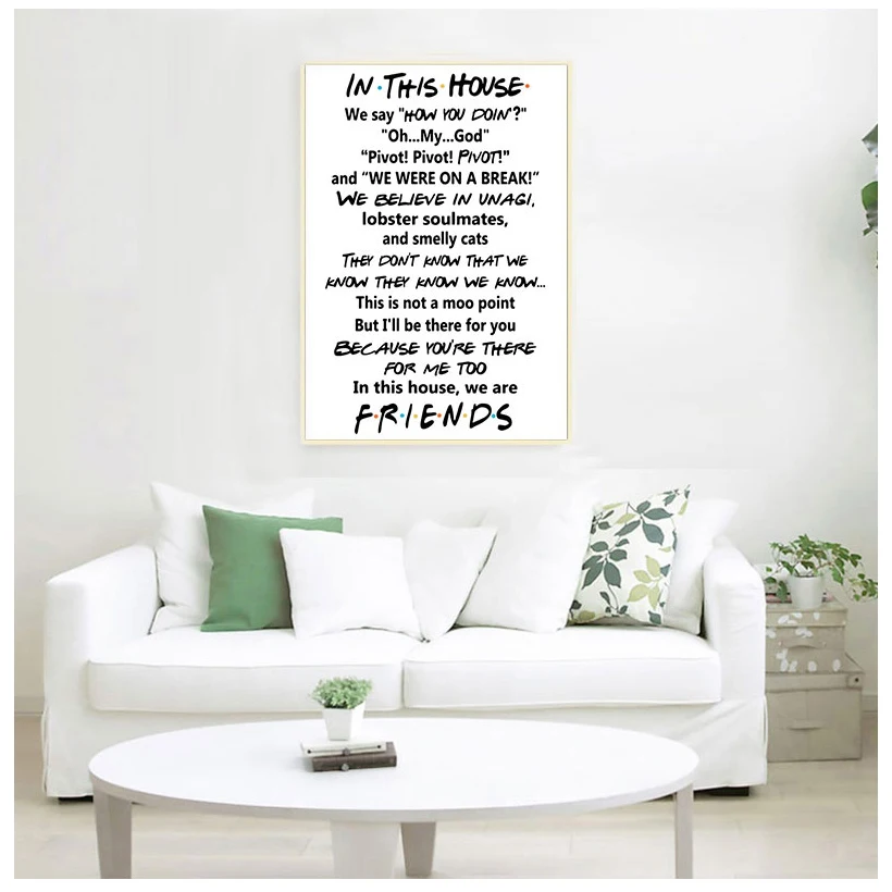 Canvas Painting Friends Quotes Poster Friends Show In This House Print Funny Quote Bedroom Poster Joey Tribbiani Rachel Home