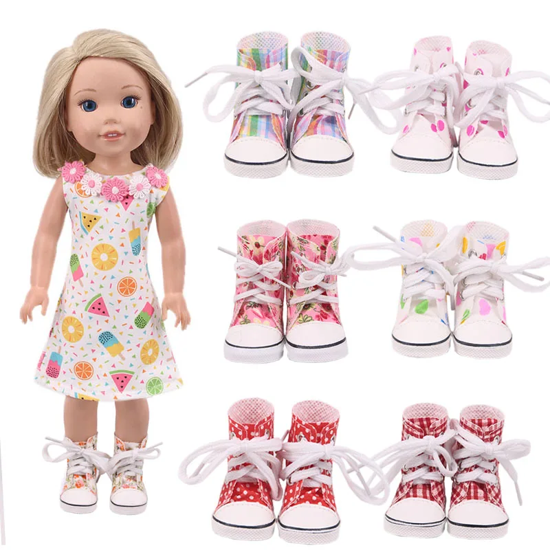 Doll Boots High-top Canvas Shoes For 14.5 Inch Paola American Doll&BJD EXO Doll&32-34Cm Paola Reina Doll Russia DIY Girl Toy