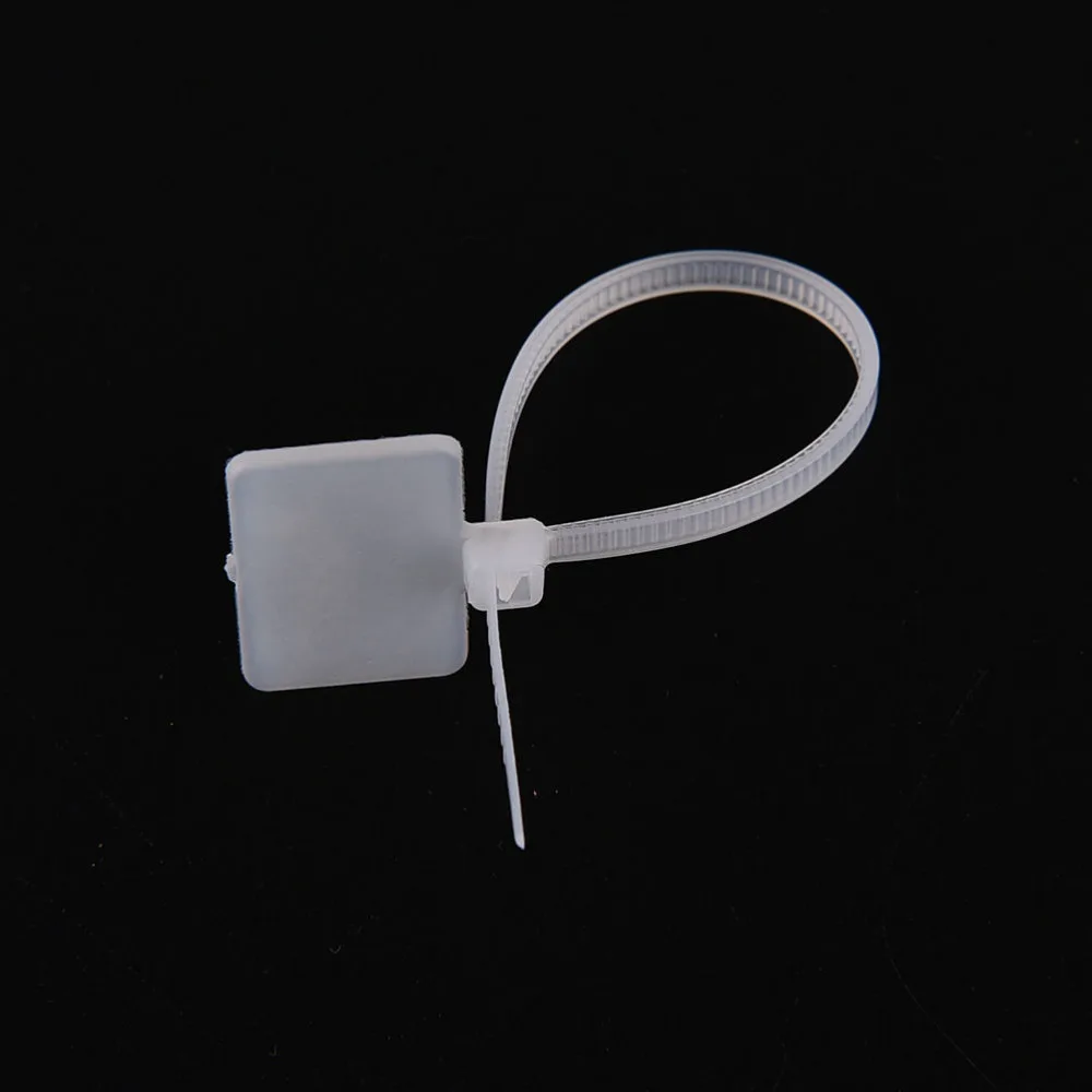 White 100Pc Nylon Self-Locking Label Tie Network Cable Marker Cord Wire Strap Zip Zip Ties Write Wire Power Cable Label Mark Tag