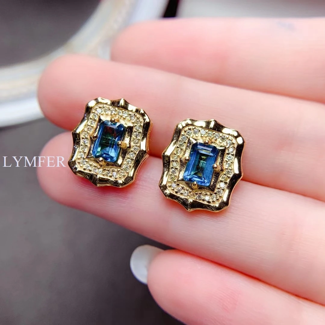 Natural Topaz Earrings Gold Ladies noble 925 sterling silver new style recommended by the shopkeeper