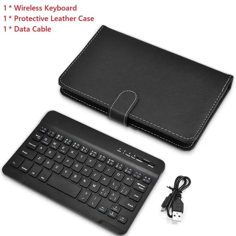 Funda protectora portátil de cuero PU con teclado inalámbrico Bluetooth para teléfono móvil iPhone, Huawei, Xiaomi, Samsung