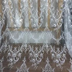 Bridal Lace Fabric White Chantilly French Eyelash Lace Fabric IDY Needle Wrok Wedding Dress Lace Fabrics for Sewing Crafts