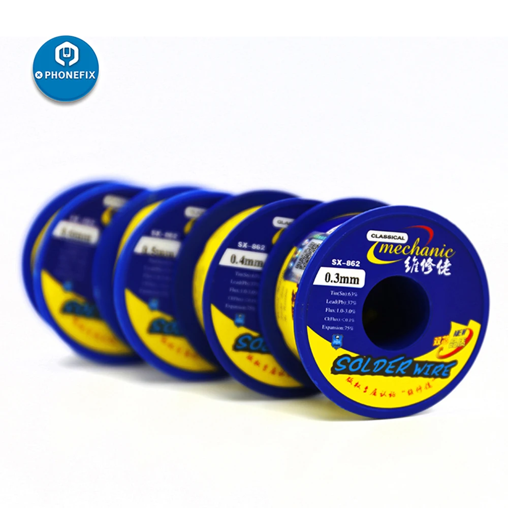 Meccanico colofonia filo per saldatura 60g SX862 0.3/0.5/0.6/0.8/1.0mm rotolo di filo di stagno per saldatura a basso punto di fusione per strumenti di saldatura BGA