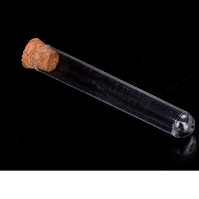 15x150mm Lab Clear Plastic Rounding Bottom Test Tube With Cork For School Laboratory