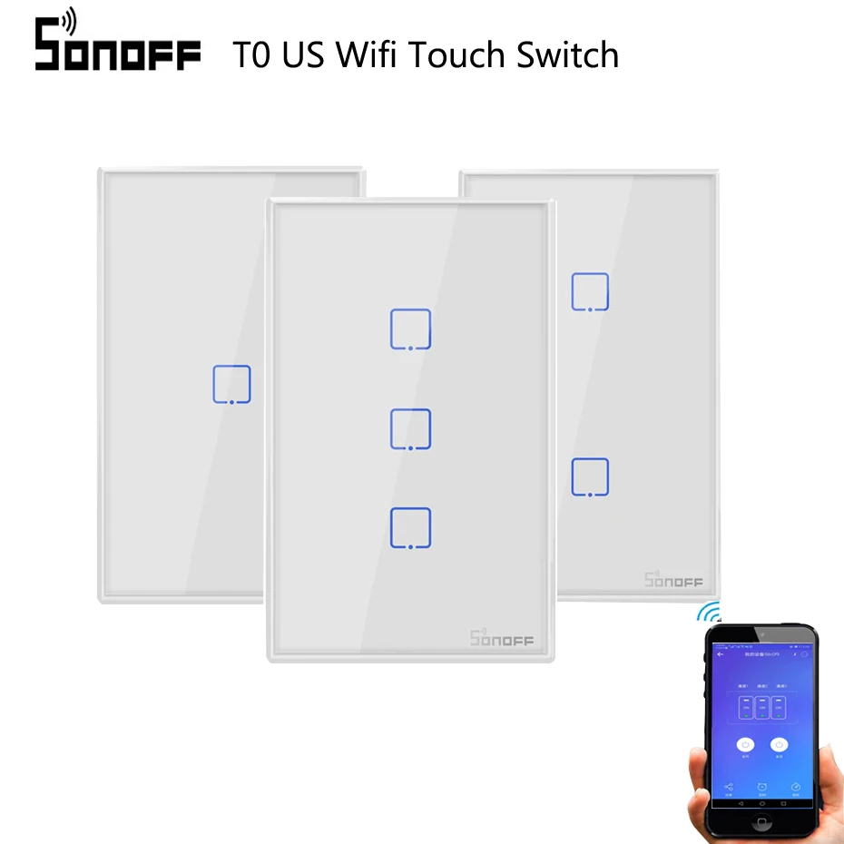 Sonoff WiFi Smart Switch T0 DEGLI STATI UNITI UE 1 2 3 Gang Parete di Tocco del Pannello lampada A Distanza Senza Fili smart Home, Casa Intelligente Controller alexa Google Casa