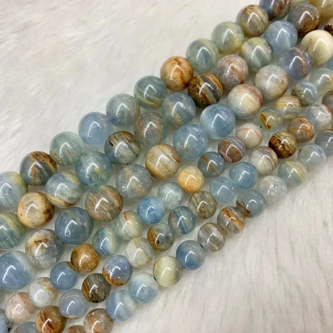 Blue Argentina Calcite Stone Natural Gemstone DIY Loose Beads For Jewelry Making Strand 15 \