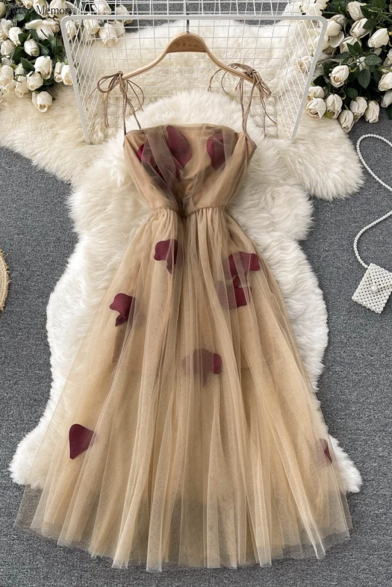 Vestido de cóctel con malla de tul para mujer, traje de fiesta de cumpleaños, longitud de té, Sexy, dulce memoria, D2170, 2022