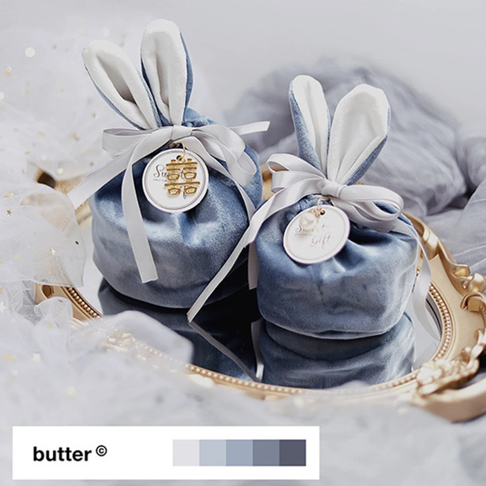 2/5 Pcs Candy Bag Easter Packing Bags Bunny Ears Velvet Rabbit Bag  Dice Tarot Jewelry Organizer Party Gift Bag Wedding Decor