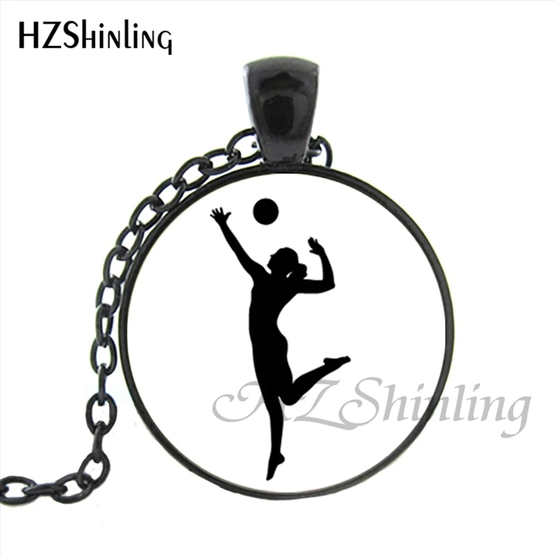 Volleyball Pendant Necklace Handmade Hot Chain Round Sports Ball Volleyball Jewelry for Player Fans Gift