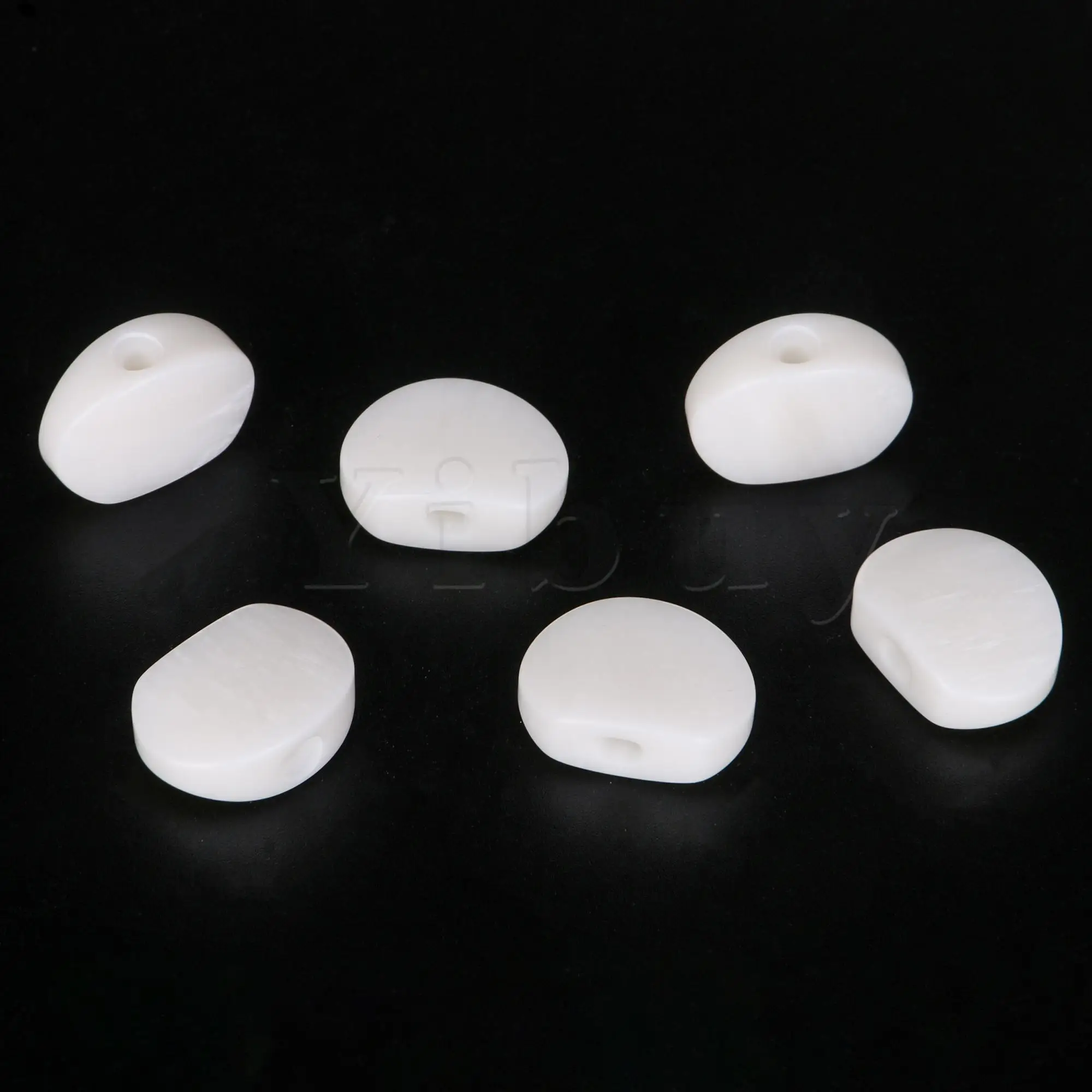 Yibuy 6pcs Guitar Tuning Machine Head Pearloid Oval Acrylic Buttons For Ukulele White