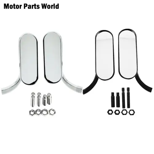 Mini espejos ovalados para motocicleta, 8mm y 10mm, negro/cromo para Harley Dyna Softail Sportster Touring Road King Cruiser Chopper Bobber