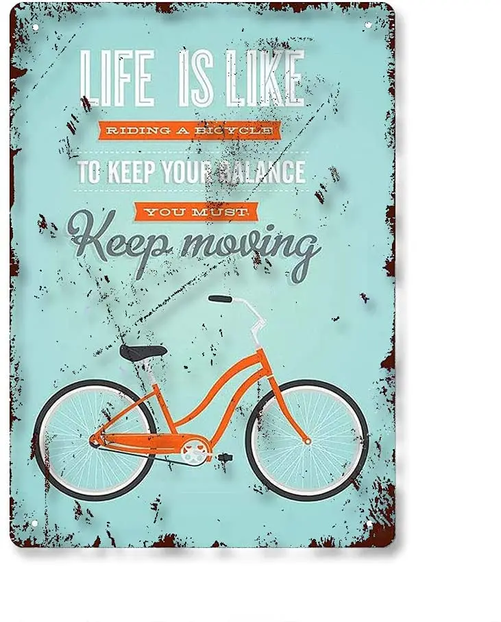 

Retro Metal Signs,12x16inch(30X40cm) - Life is Like Riding A Bicycle - Retro Metal Sign Plaque Wall Retro Kitchen Gift Cafe bar