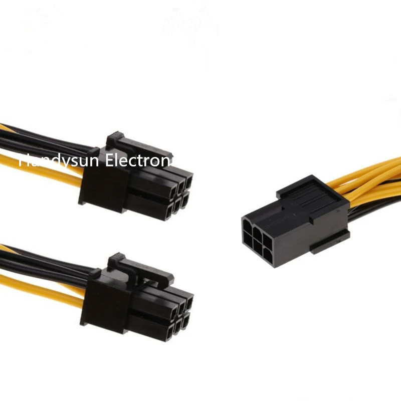 6Pin Female To Dual 6Pin Male PCI-E Power Adapte 6 pin to 2X6 pin 20AWG Motherboard Power Supply Cable Y - Splitter Adapter 20CM