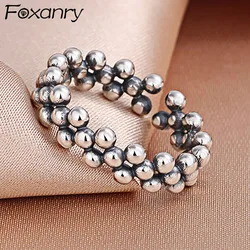 Foxanry Vintage Punk Silver Color Finger Rings Fashion Creative Multilayer Irregular Geometry for Women Jewelry Gifts