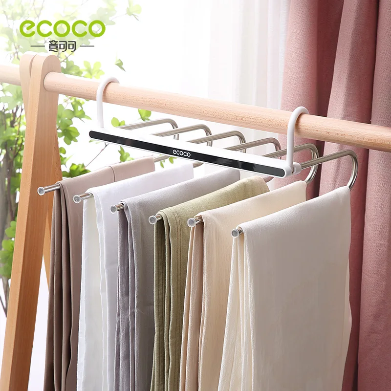 ECOCO Multi-functiona Trouser Storage Rack Adjustable Pants Tie Storage Shelf Closet Organizer Stainless Steel Clothes Hanger