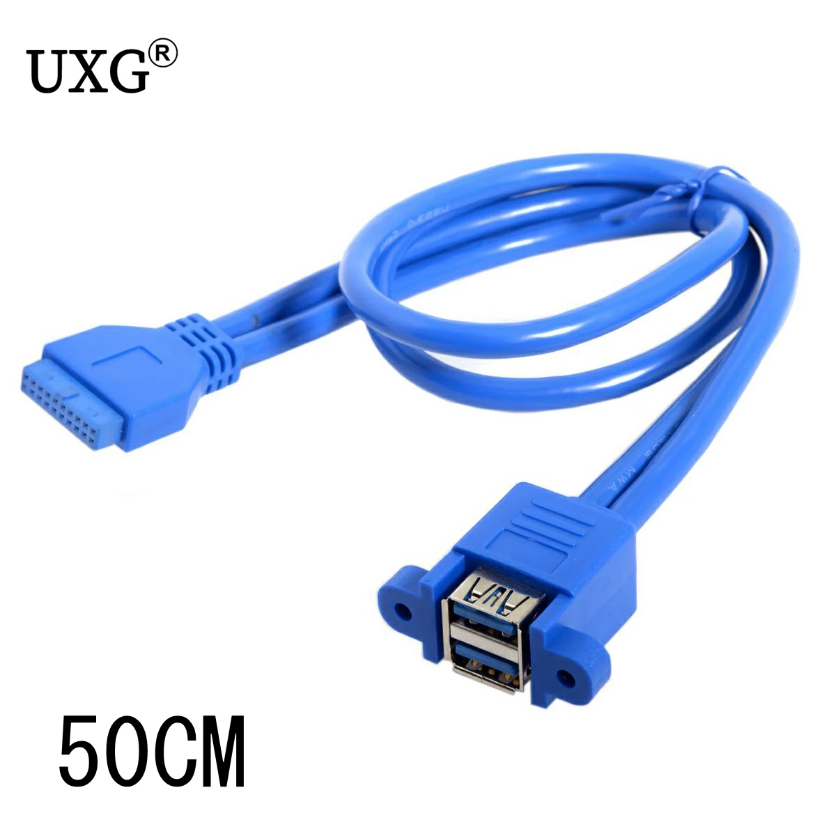 Stackable USB 3.0 Female Panel Type to Motherboard 20Pin Header Cable Dual Ports 50cm