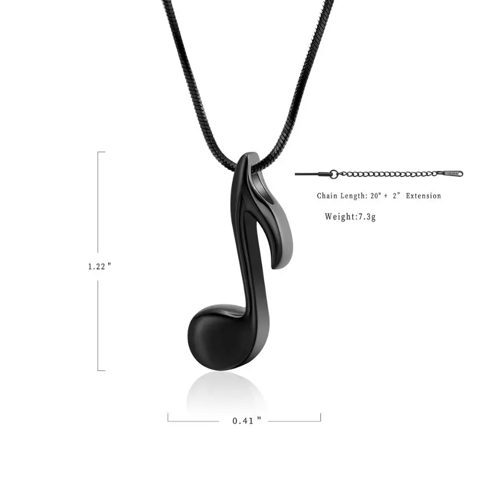 316L Stainless Steel Music Note Cremation Necklace For Ashes For Women Men Keepsake Pendant Memorial Urn Jewelry