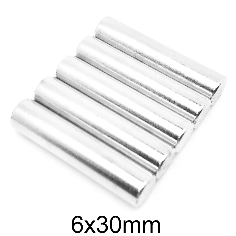 2/5/10/15/20/50PCS 6x30 mm Long Strong Cylinder Rare Earth Magnet N35 Round Neodymium Magnet 6x30mm Small Magnet Disc 6*30 mm