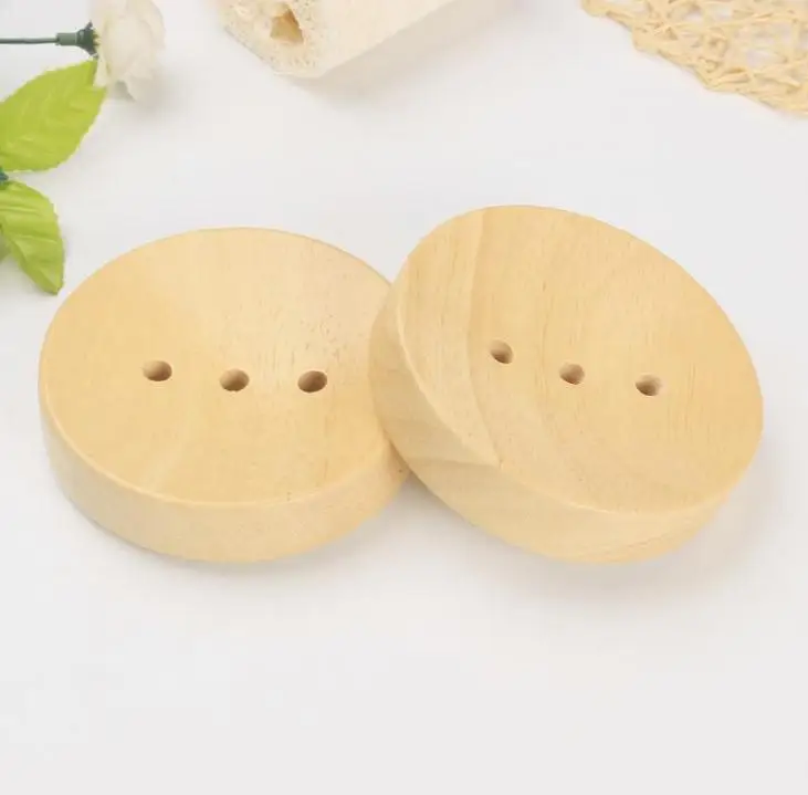 

Bathroom Wooden Soap Dishes Sink Deck Bathtub Shower Soap Holder Round Hand Craft Natural Wooden Holder SN2440