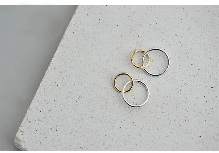 Real 925 Sterling Silver Double circular Earrings for Women Girls Gift Hot Fashion sterling-silver-jewelry Women Earrings