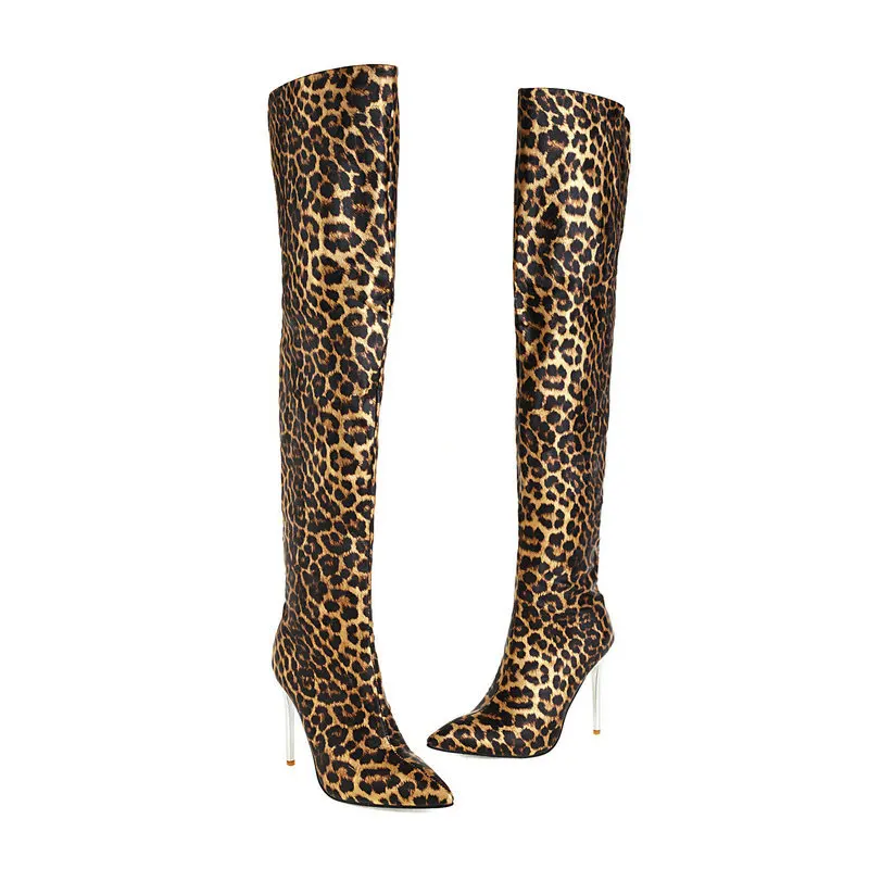 Shiny leather pointed toe stiletto super high heel over the knee boots long boots gold large size women\'s boots high boots