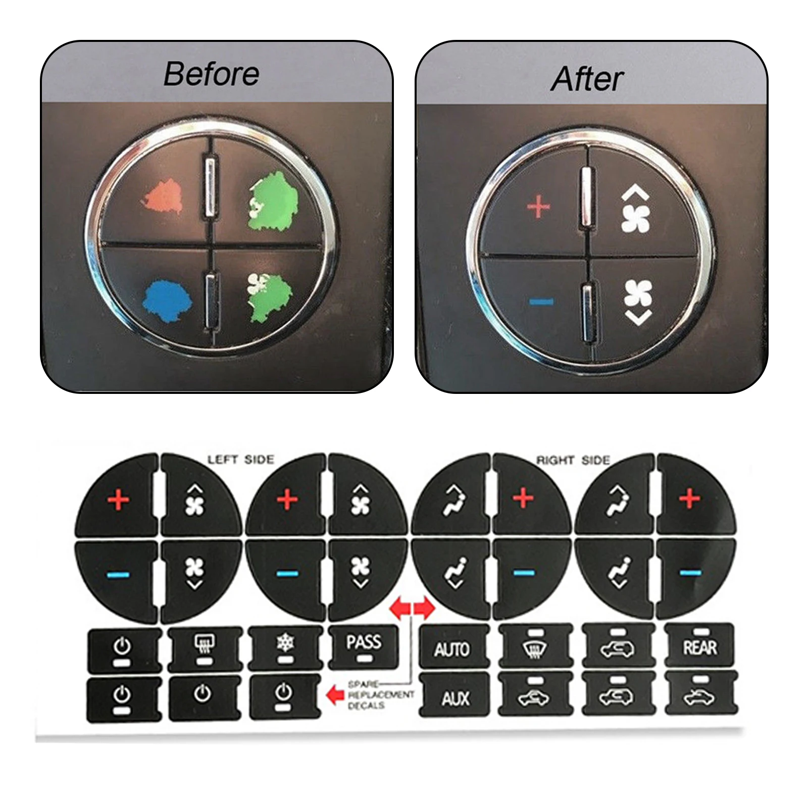 Climate Control Repair Replacement Interior Parts AC Dash Button Sticker For Tahoe Suburban Avalanche Silverado Yukon Stickers