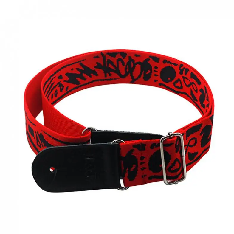 Pure Cotton Embroidery Double Fabric Guitar Straps with Genuine Leather Ends for Acoustic Electric Guitar Bass
