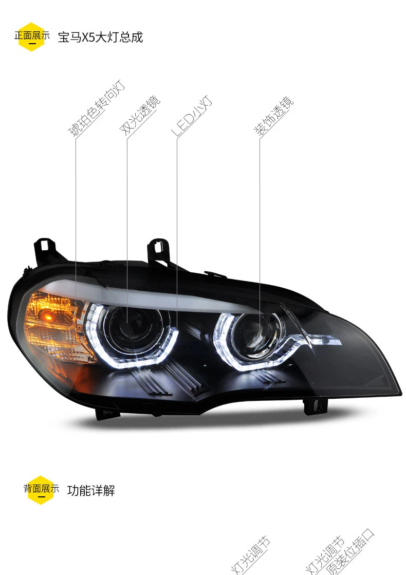 AKD Car Styling for BMW X5 E70 2007-2013 X6 E71 Angel Eye Headlight LED DRL Signal Lamp Hid Auto Accessories