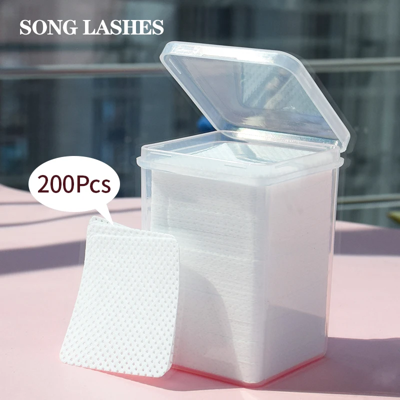 

SongLash 200pcs Eyelash Glue Remover Cotton Wipes Nail Removal Wipes Prevent Clogging Lint-Free Paper Pads Eyelash Makeup Tools