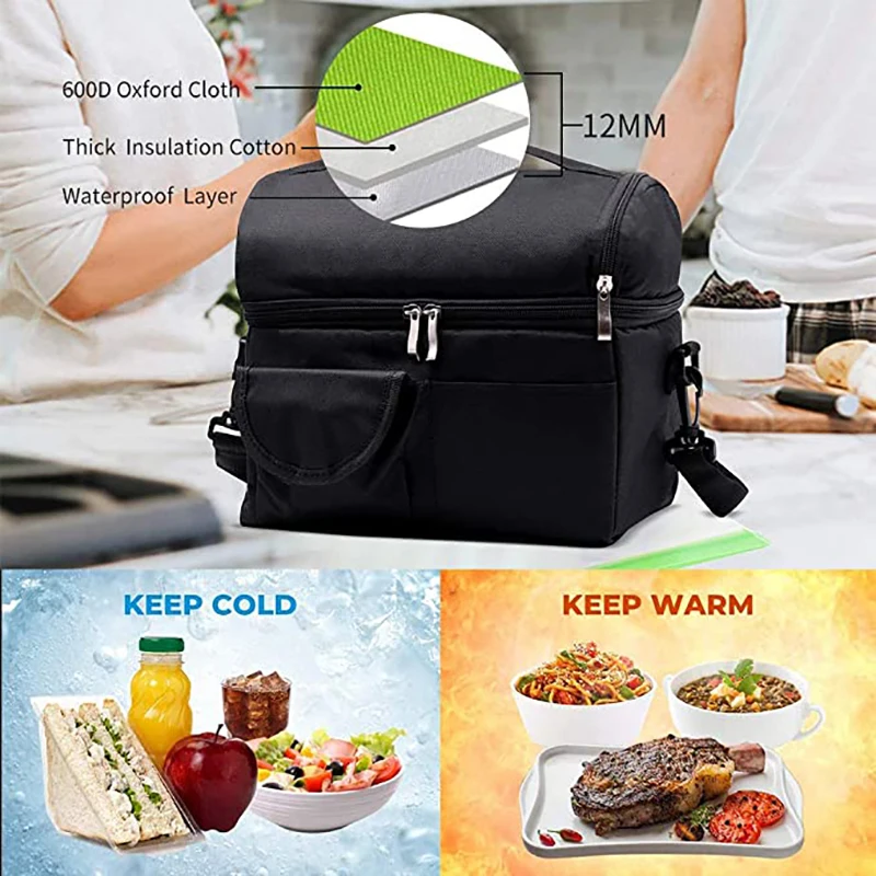 Insulated Thermal Cooler Lunch Box Food Bag for Women Men Kids Work Picnic Leakproof Thermal Ice Pack