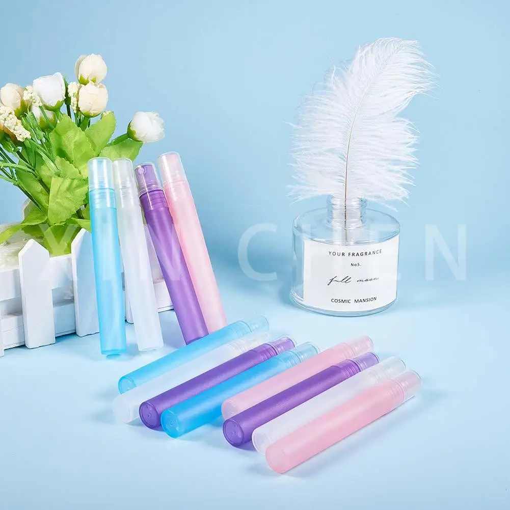 

50pcs Frosted Plastic Perfume Bottle Fine Mist Spray Bottles with Atomizer Pumps for Perfume, Essential Oils 5ml 10ml Empty Tube