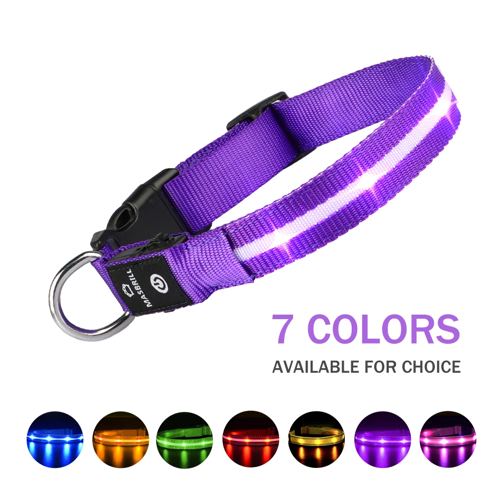 Pet Supplies LED Dog Cat Collar Luminous Safety Glow Necklace Flashing Lighting Up Dog Collars for Puppy Small Medium Large Dog