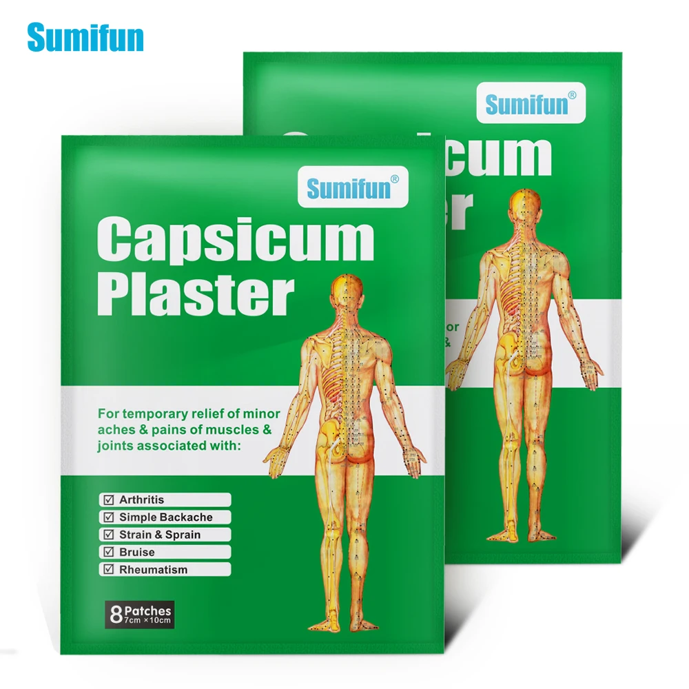 Sumifun 8PCS/Bag Capsicum Plaster Muscle Strain & Sprain Pain Relief Simple Backache Wrist Arthritis Bruise Pain Pacth K02001