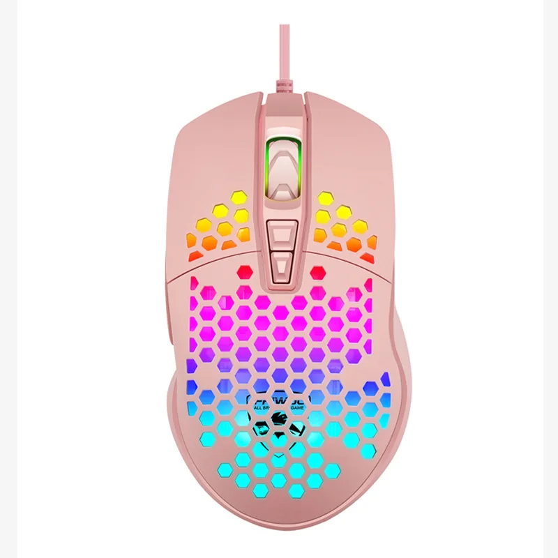 Brand New Wired Hollow Hole Honeycomb Lightweight Mouse 2400DPI Fast Move RGB Electric Competition Game Mouse Computer Mouse