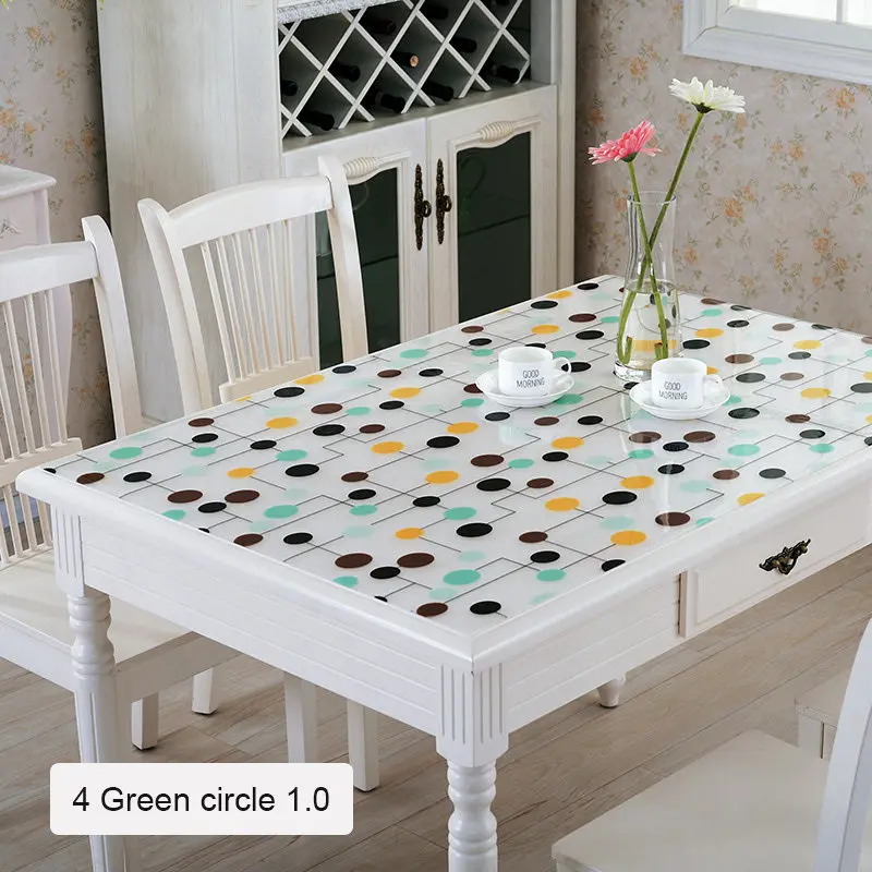 

PVC Transparent Soft Glass Tablecloth, Waterproof, Oilproof, Kitchen, Dining Table Cover, Rectangular Table