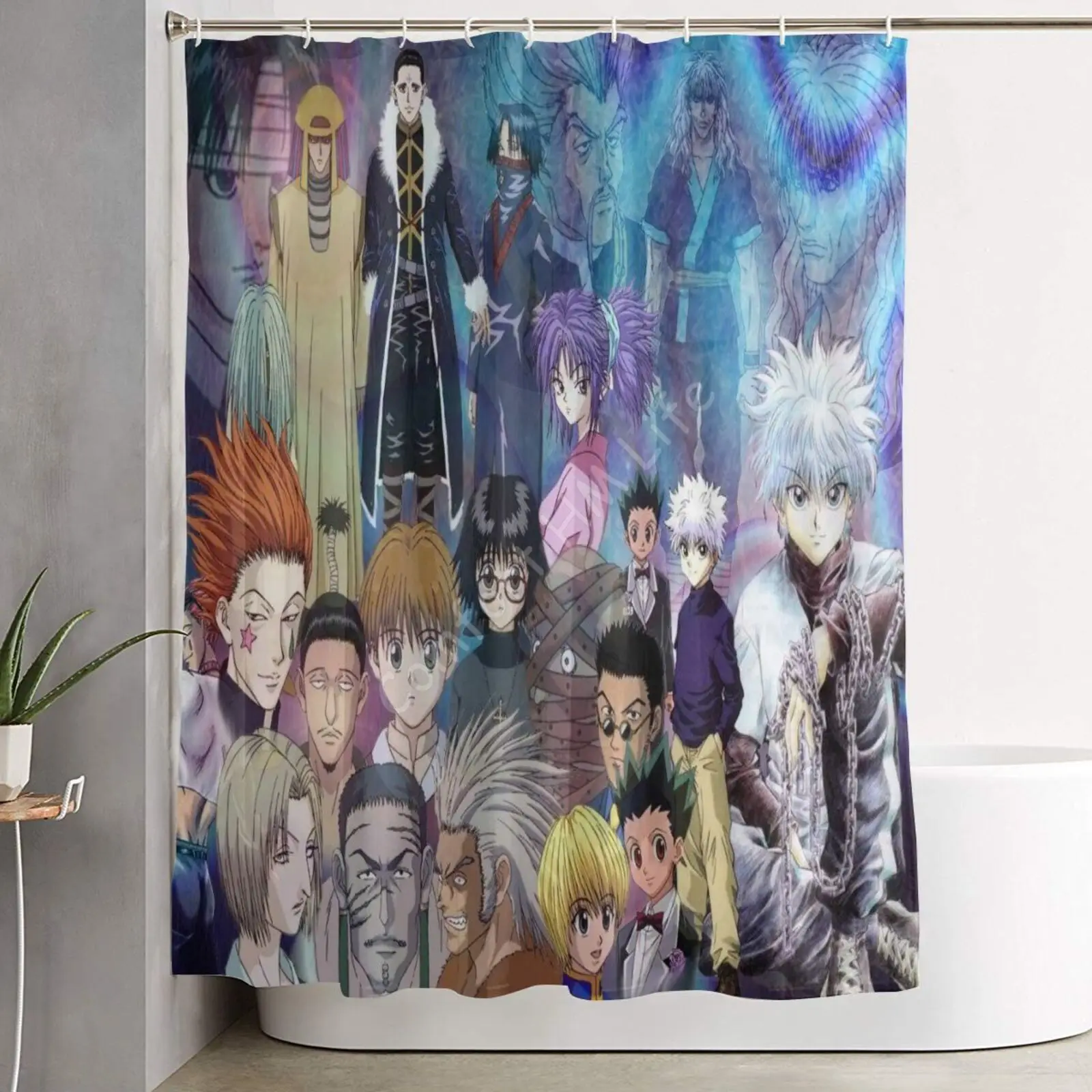 Hunter X Hunter Bathroom Curtain Classic Japanese Anime Fabric Shower Curtain Sets with 12 Hooks Waterproof Bathroom Decor