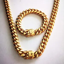 8/10/12/14/16/18mm Hip Hop Stainless Steel Golden Miami Cuban Chain Necklace Mens Rapper Chains Link Fashion Men Women Jewelry