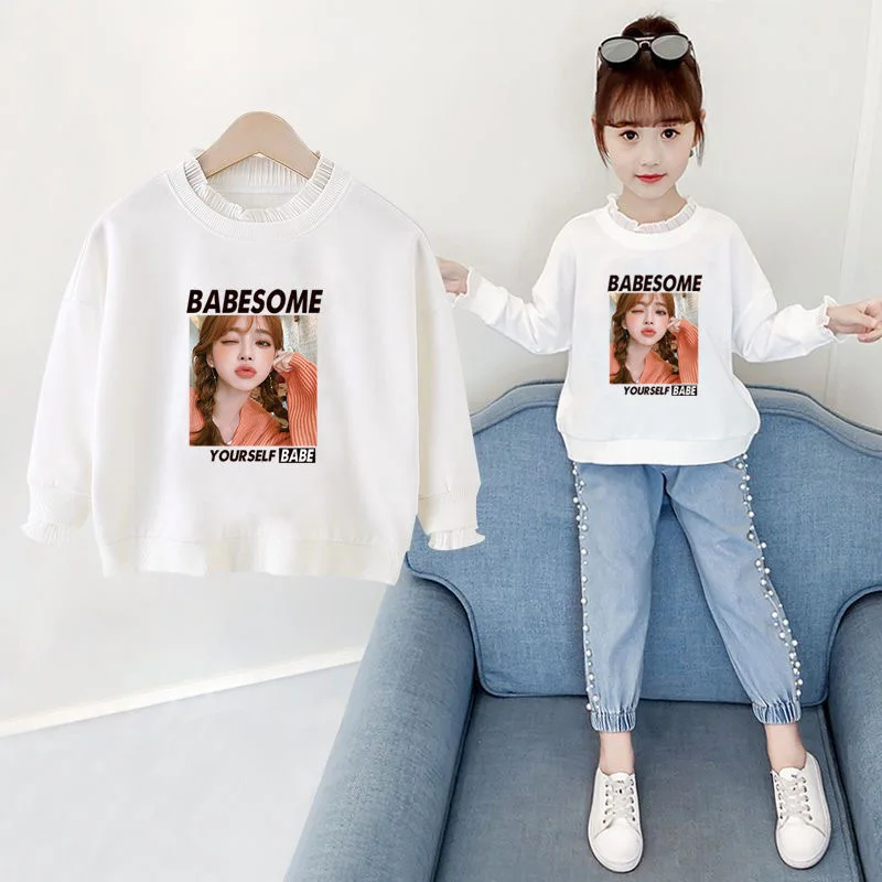 Spring Autumn Long Sleeve T-shirt For Girls 2024 Fashion Korean Style Teens Girls Cotton Tops 4 6 8 10 12 Year Children Clothing