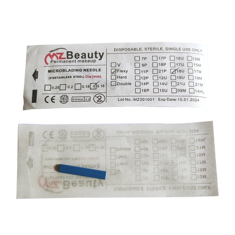 Nano 0.16MM Microbladiang Needles MZ Beauty Tattoo Nanoneedles With LOT NO. EXP Day For Tebori Manual Pen Micro Blade Agulhas