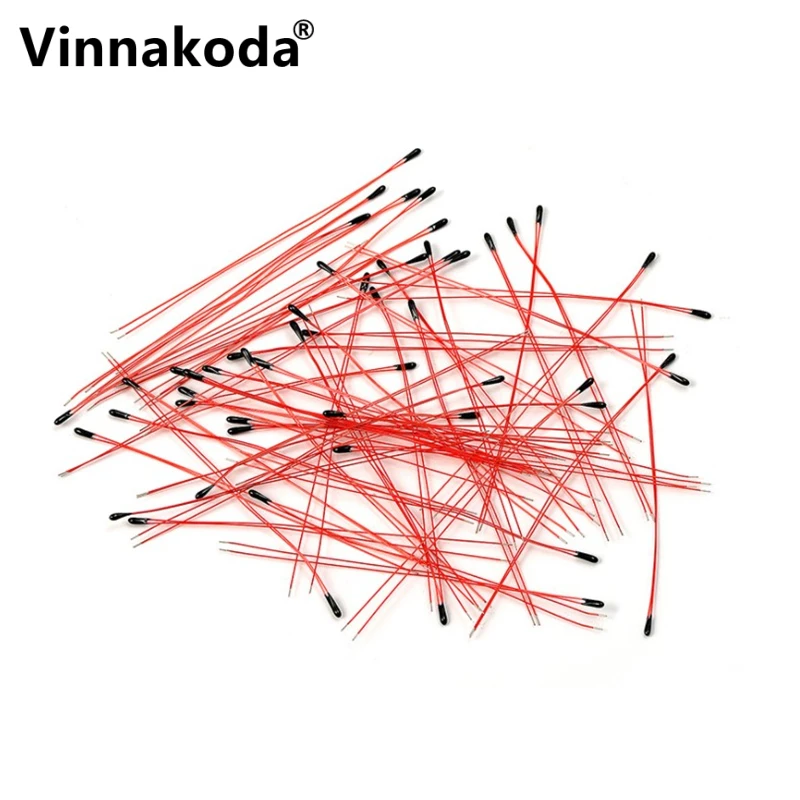 10PCS NTC enamelled wire thermistor 5K 10K 50K 100K B3380 B3435  B3950  1% temperature sensor L80mm