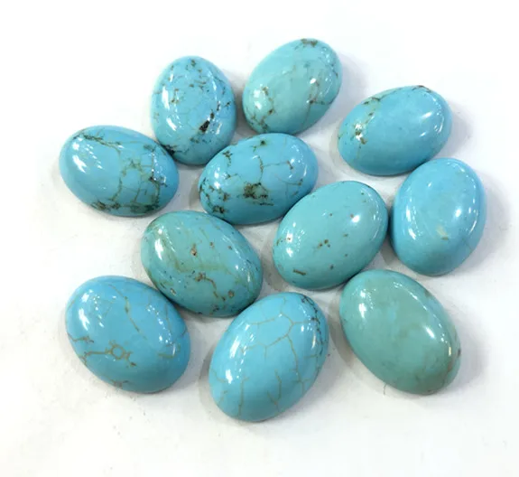 Cabujones de gemas naturales para fabricación de joyas, cuentas de jaspe turquesa de 13x18mm, piedra ovalada de fondo plano, venta al por mayor, 20 unids/lote