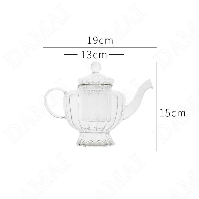 European Glass Teapot Set Transparent Relief Decorative Afternoon Tea Cup and Saucer Sets Simplicity Home Decoration Modern