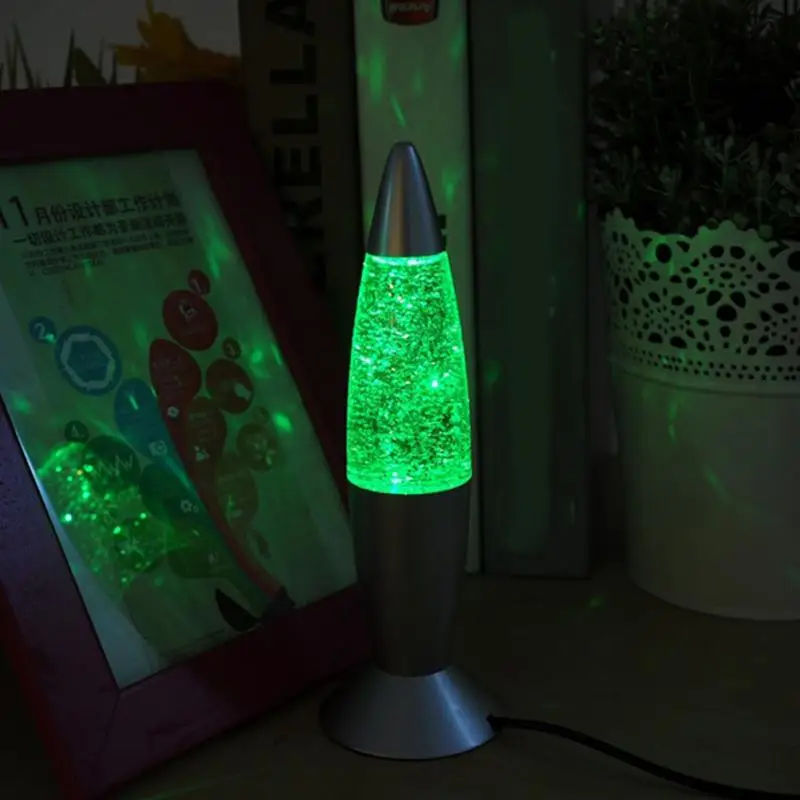 

3D Rocket Multi Color Changing Lava Lamp RGB LED Glitter Party Mood Night Light Christmas Gift Bedside Night Lamp Blue,White