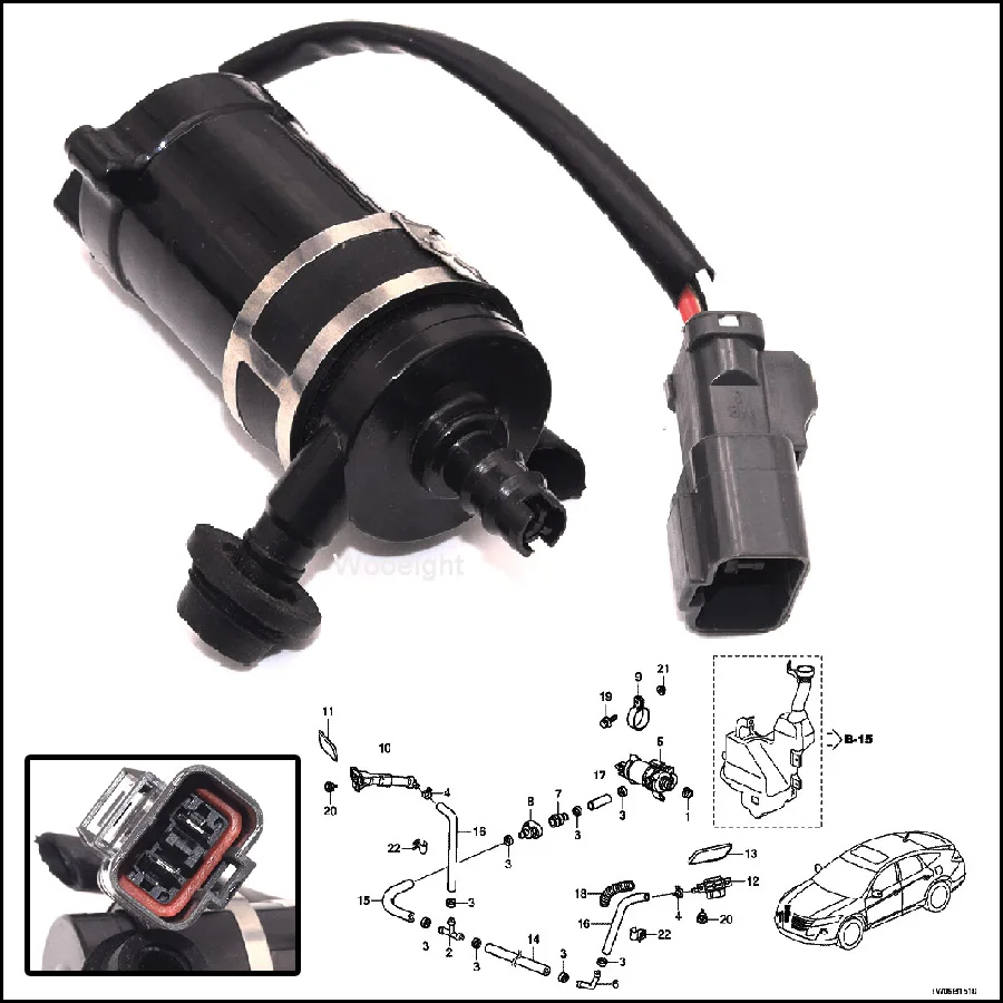 Wooeight Headlight Head Lamp Washer Pump Motor 76806-SNB-S01 For Honda Accord CR-V Civic ACURA LX RLX 76806-S5A-S01