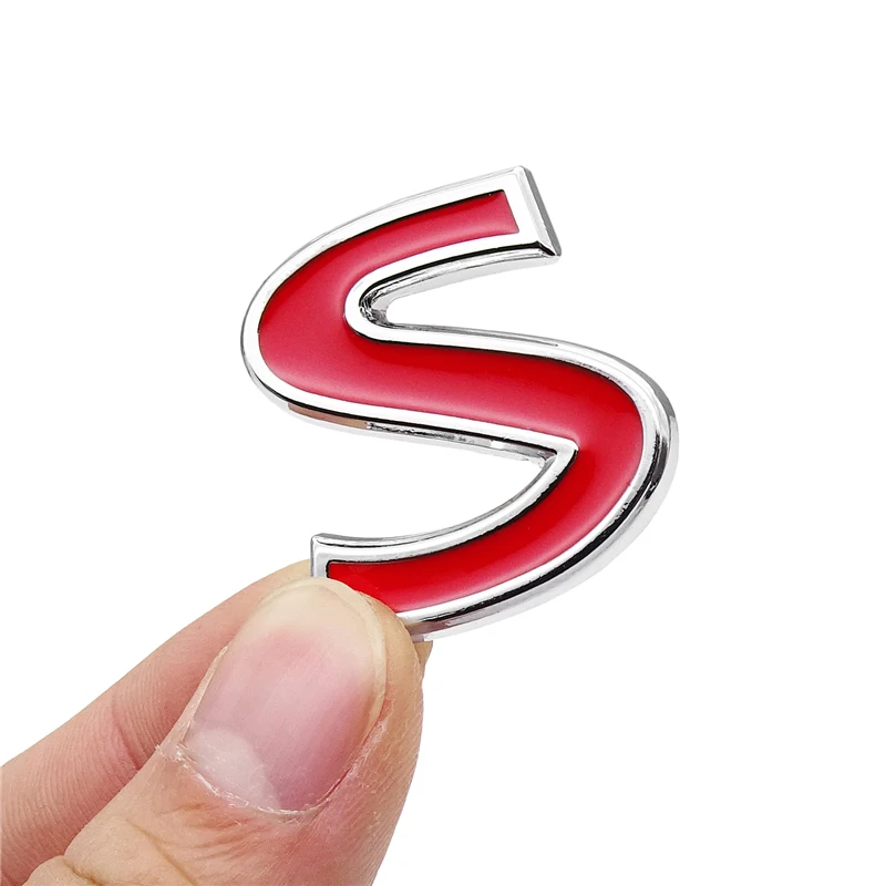 1 Pcs Red S Logo Car Sticker 3D Emblem Badge Decal Decoration Accessories For Infiniti Q50 Q50S Q50L G37 G25 QX70 FX35 FX37