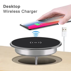 Desk Embeded Wireless Charger for iPhone 11 X Samsung S10 Xiaomi mi 9 Table Office 15W 10W 7.5W Qi Fast Pad Phone Charger 3.0