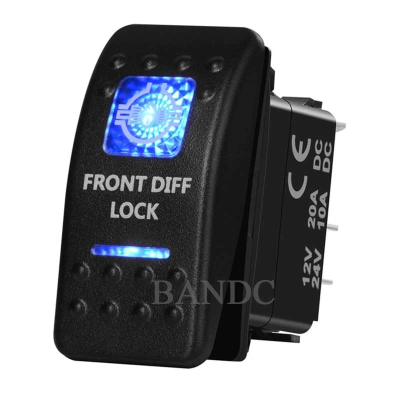 Front Diff Lock Rocker Switch 5P SPST On-Off Illuminated Blue Led Light for the ARB/Carling/NARVA 4x4 Style, Auto Accessories