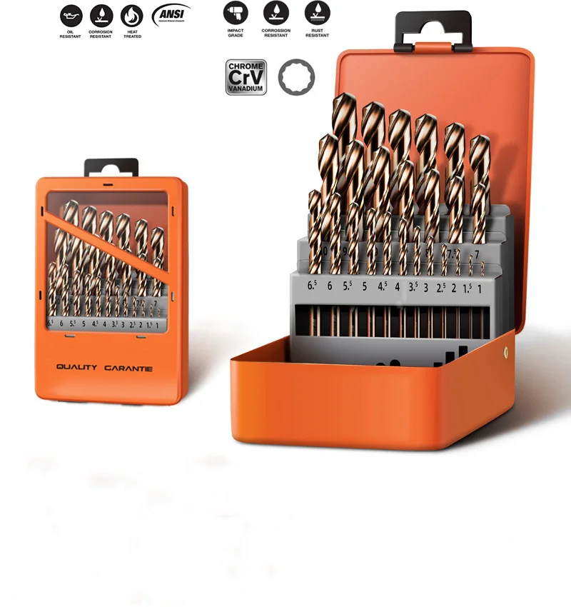 Electric Drill High Speed Steel Drill Bit Set for Hardened Metal Stainless Steel Cast Iron Woodwork Plastic Copper With Gift Box