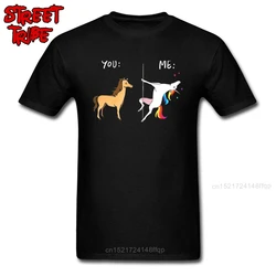 Funny T-shirt Awesome Men's T Shirts Me Unicorn You Horse Tshirt Hip Hop Pole Dancing Adult Tshirt Wholesale Street Tops Tees